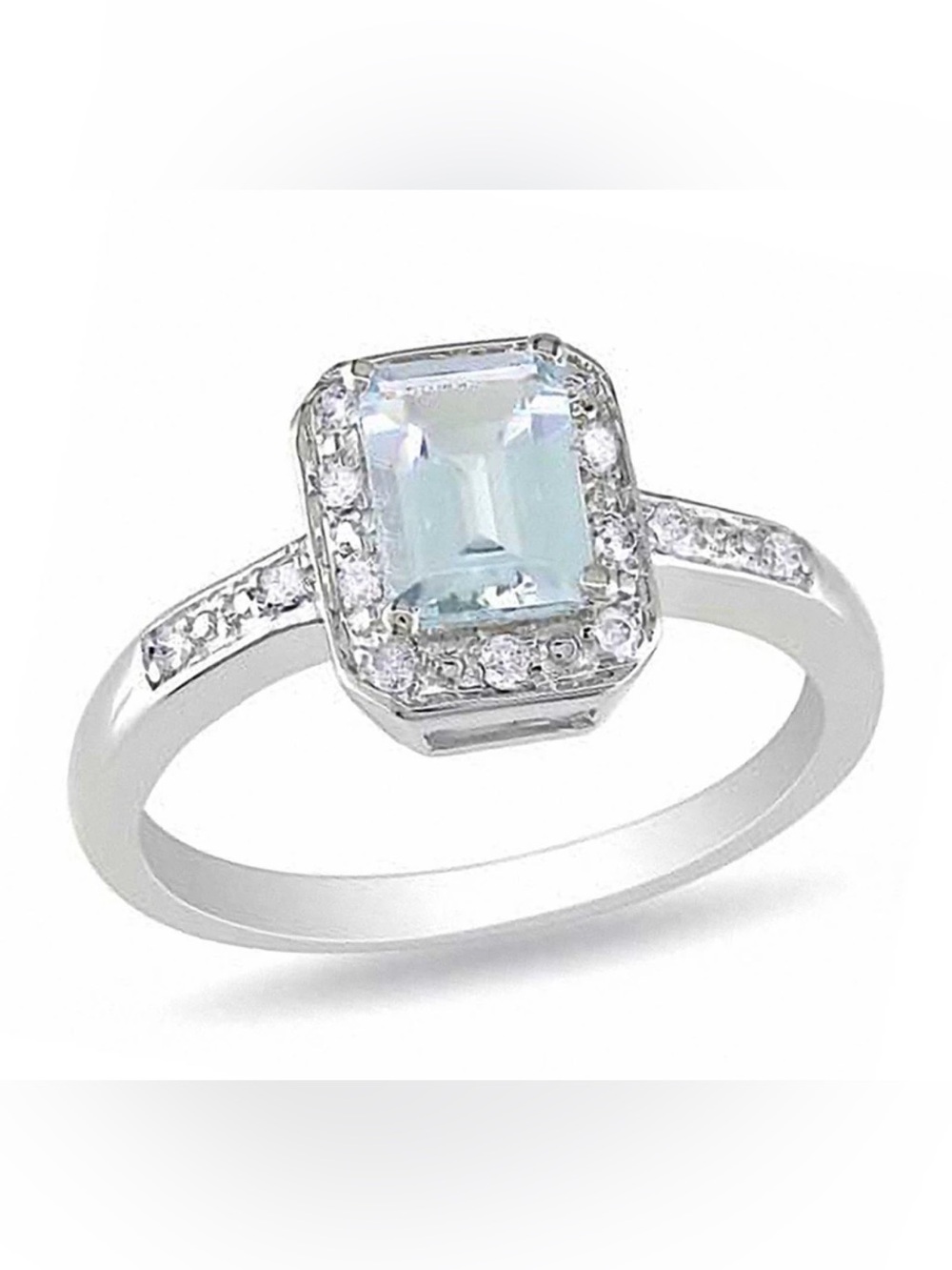 Sterling Silver genuine White  Gemstone Halo Ring